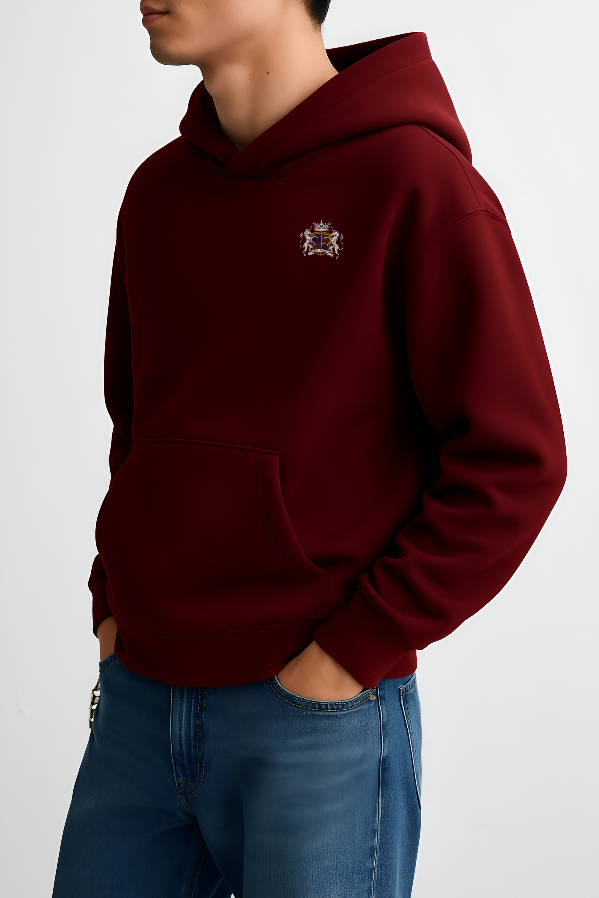 Men's Relaxed Maroon Hoodie