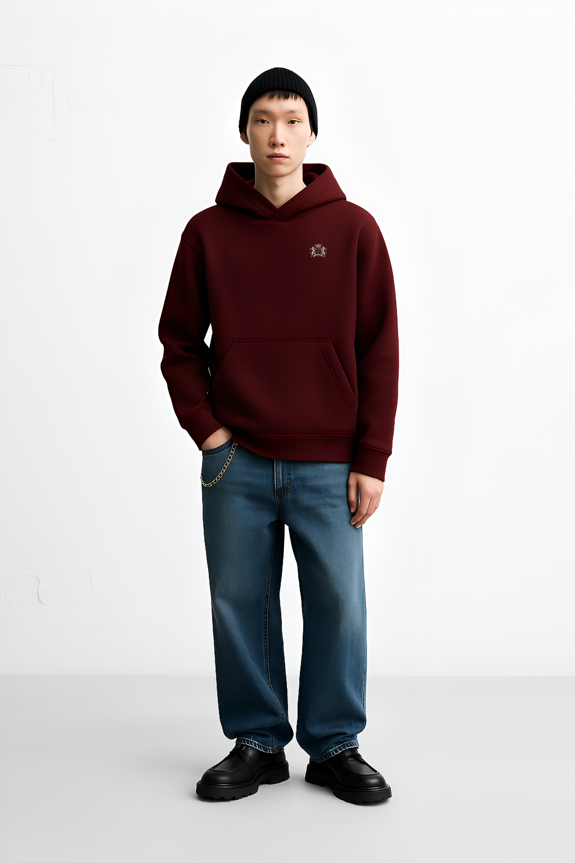 Men's Relaxed Maroon Hoodie