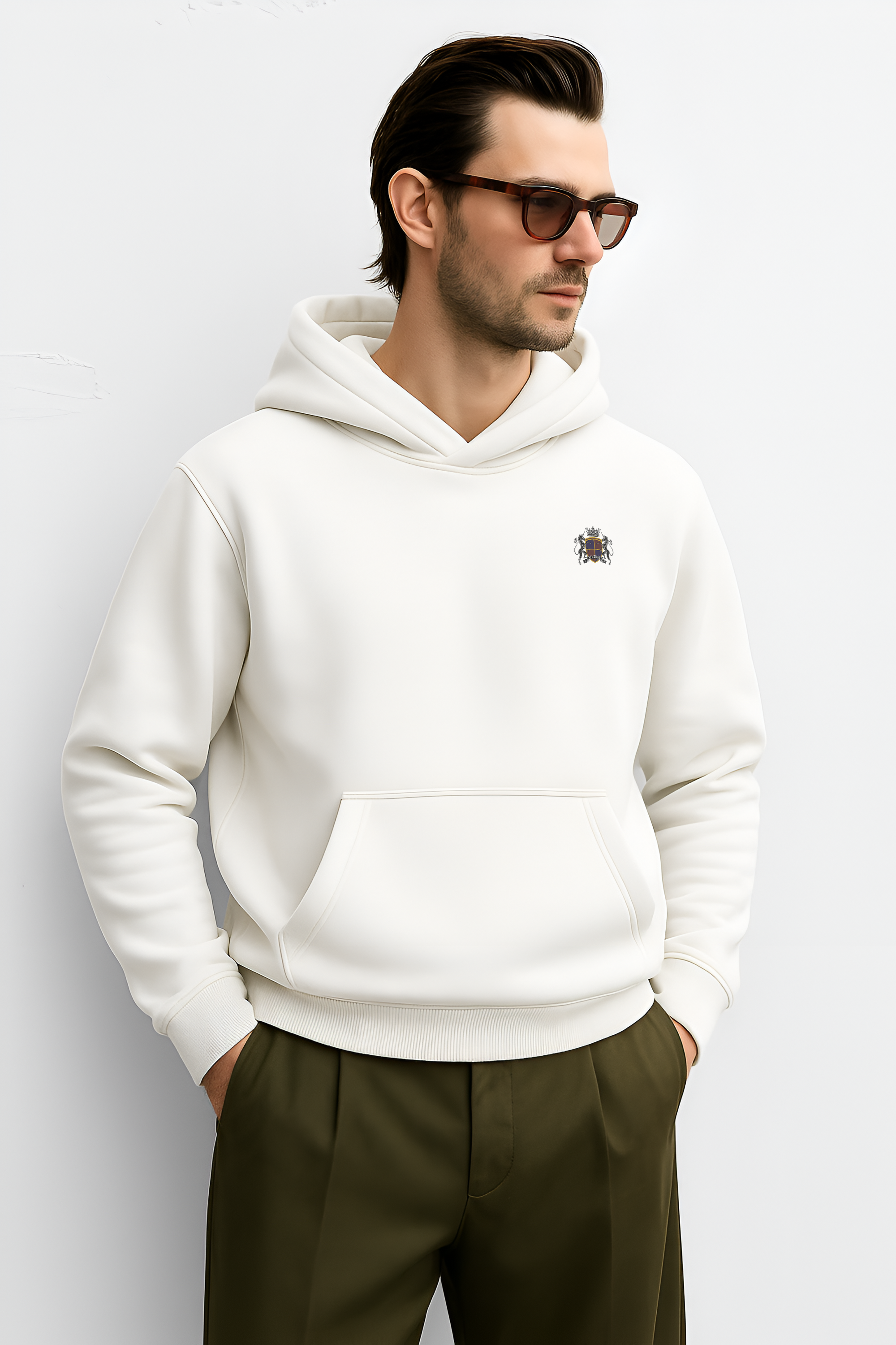 Men's Relaxed White Hoodie