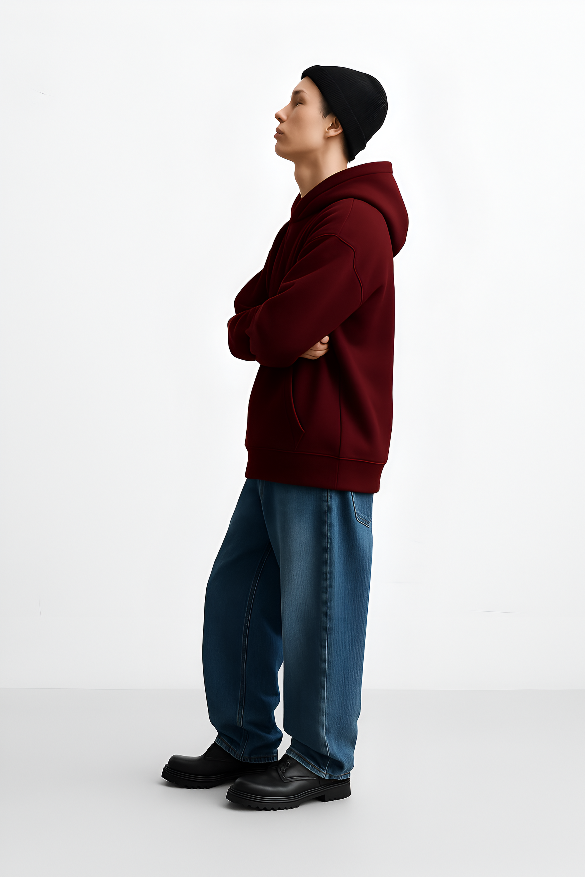Men's Relaxed Maroon Hoodie